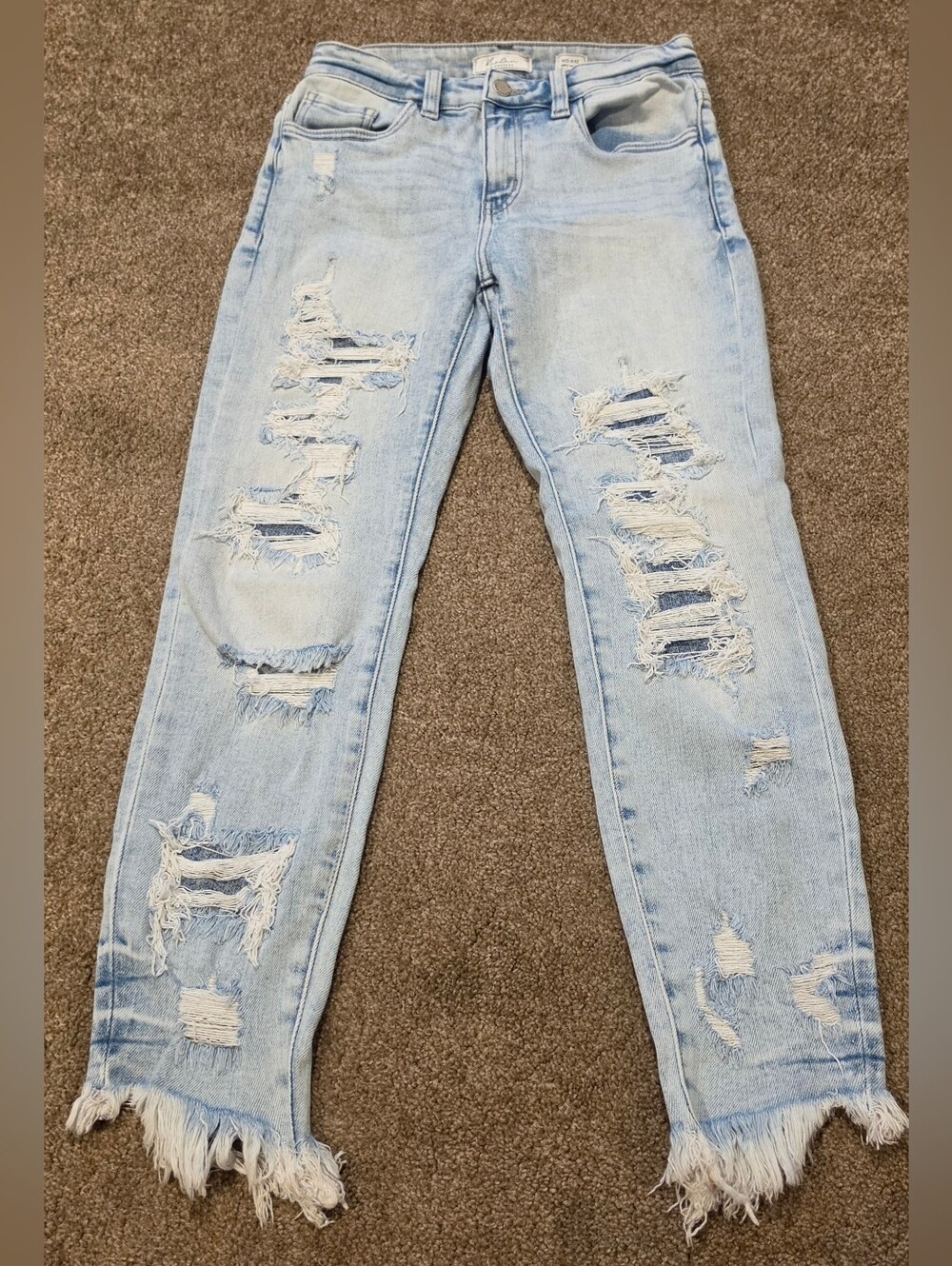 Kancan Signature Cropped Distressed Women’s Straight Leg Jeans